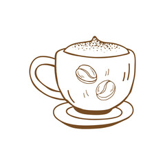 A cup of fresh coffee. coffe icon logo hand line drawing