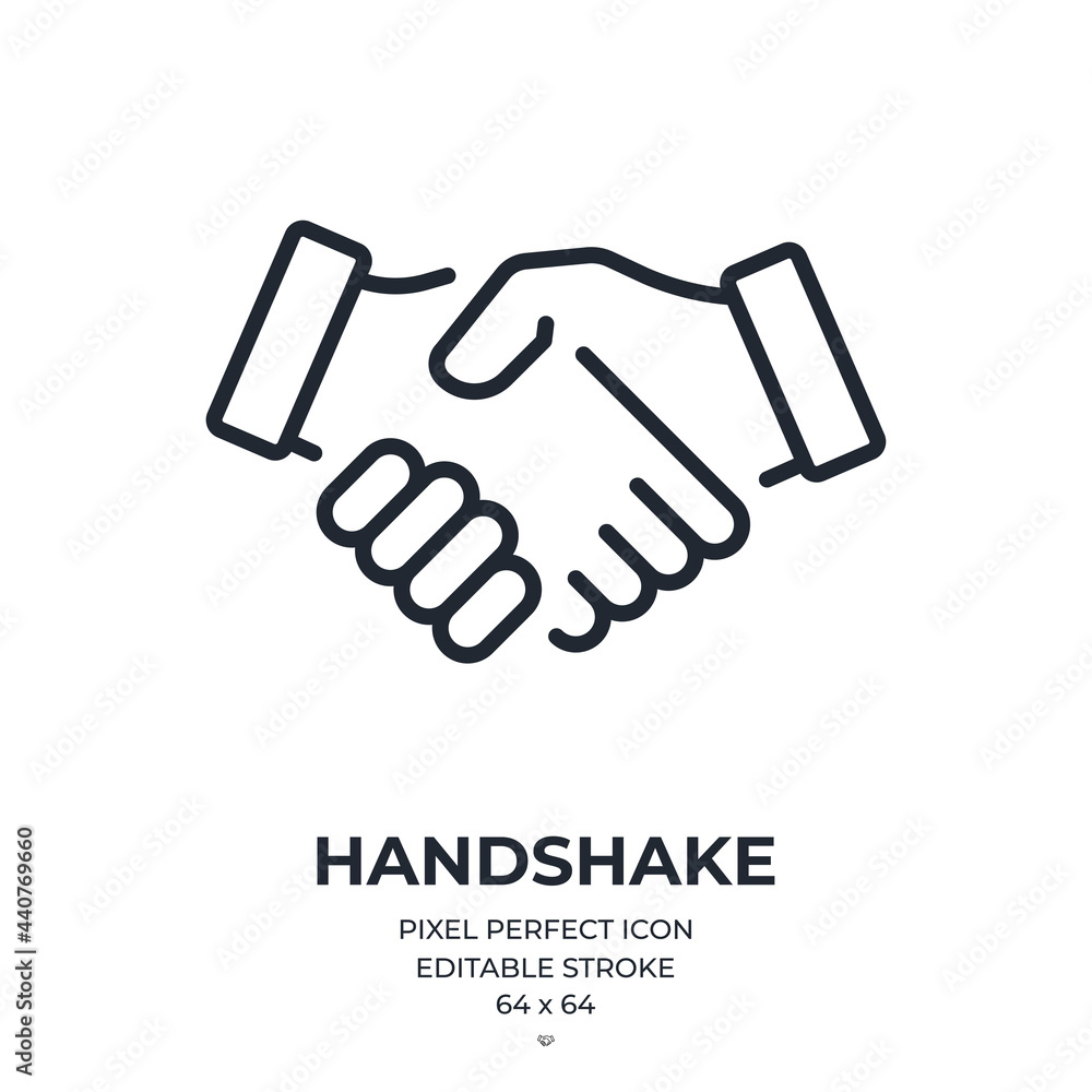 Canvas Prints handshake editable stroke outline icon isolated on white background flat vector illustration. pixel 