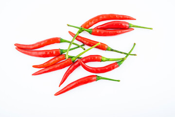 Fresh small peppers on white background