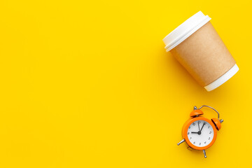 Good morning with coffee and alarm clock. Coffee concept