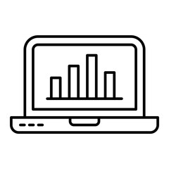 Vector Laptop Stats Outline Icon Design