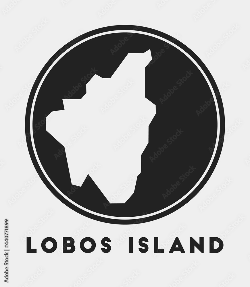 Poster lobos island icon. round logo with island map and title. stylish lobos island badge with map. vector