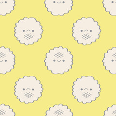 Yellow Cute Cookie Seamless Pattern Background