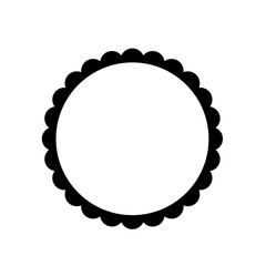 Scalloped edge circle border shape. Clipart image isolated on white background