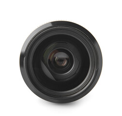 Camera lens on white background