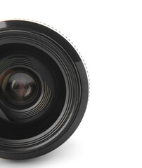 Camera lens on white background