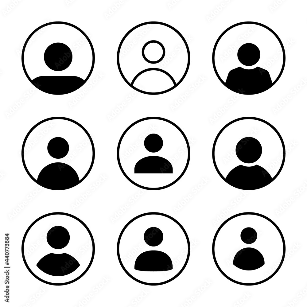 Poster default avatar profile icon set collection in retro style