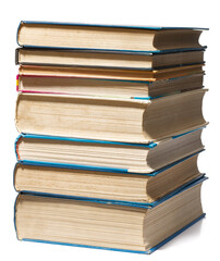 stacked old book isolated on white background