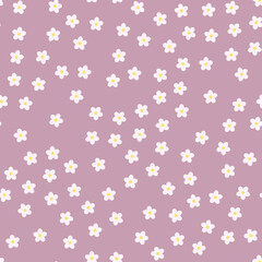 White chamomile pattern. Floral seamless pattern from daisies, chamomile, on a pink background. Textiles and fabrics for baby, child, kid. Spring, summer field meadow for desing . Vector illustration
