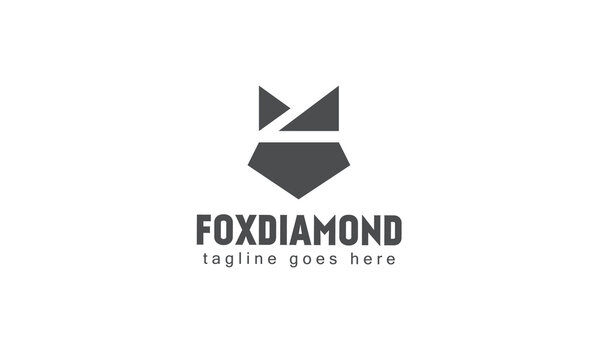 Fox crown diamond geometric logo concept for brand or company