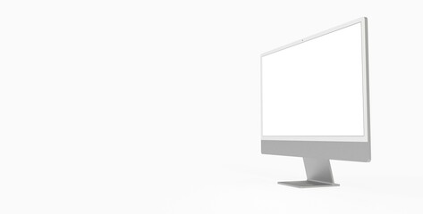 Realistic flat screen computer monitor 3de style mockup with blank screen isolated 3d grey