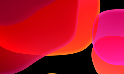 Abstract geometric fluid red orange color gradient on black background. Trendy design graphics used for wallpaper screen tablet and phone. Dark mode.