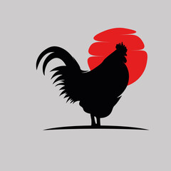 Rooster silhouette vector,poultry chickens roosters vector
