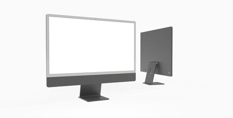 Workspace blank screen desktop computer, Mockup computer black dark