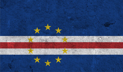 Fahne von Kap Verde auf verwittertem Beton