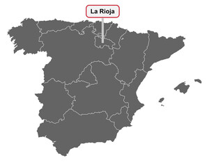 Landkarte von Spanien mit Ortsschild La Rioja