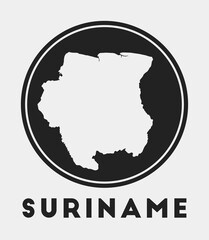 Suriname icon. Round logo with country map and title. Stylish Suriname badge with map. Vector illustration.