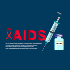 AIDS vaccine bottle and syringe illustration vector, great for sticker web emblem template banner