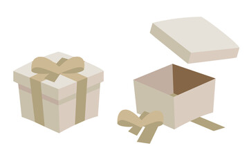 Gift boxes opened and closed isolated on transparent background. Sale gift, giving, celebrate, Christmas, birthday. 