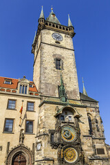 Orloj or Astronomical Clock in Old Town of Prague, installed in 1410 – it is only one still working Clock in the world. Prague, Czech Republic. 