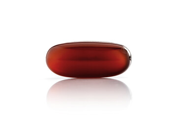 brown tranparent supplement soft gel capsulue isolated on white background