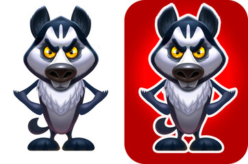 Lovely dog. Cartoon character. Stands in a determined pose. Childish Illustration