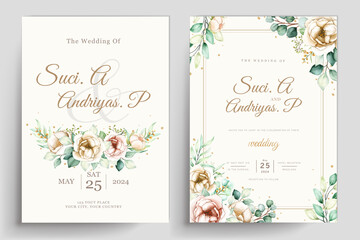 elegant peony flowers invitation card set