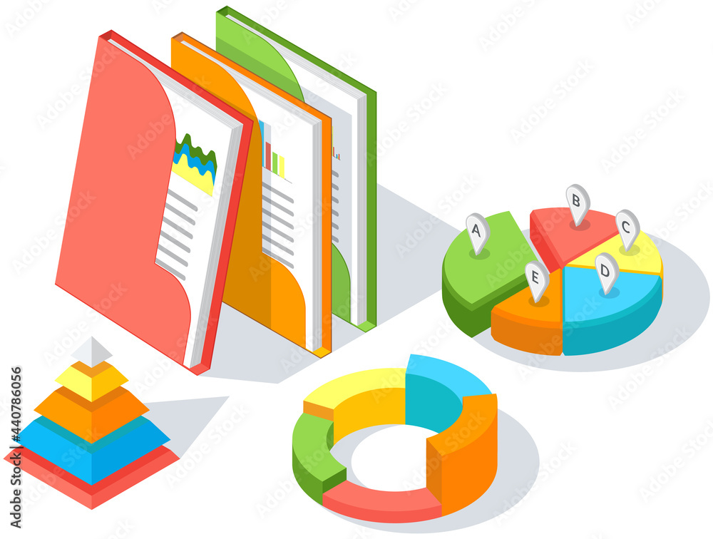 Poster visualize with business analytics. work with statistical data analysis, changing indicators. analyze