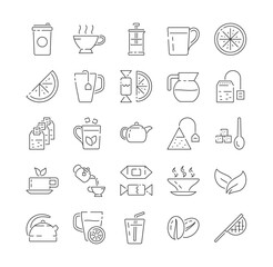 Coffee, Tea, Juice and other Beverages linear icons