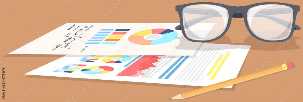 Poster visualize with business analytics. work with statistical data analysis, changing indicators. analyze