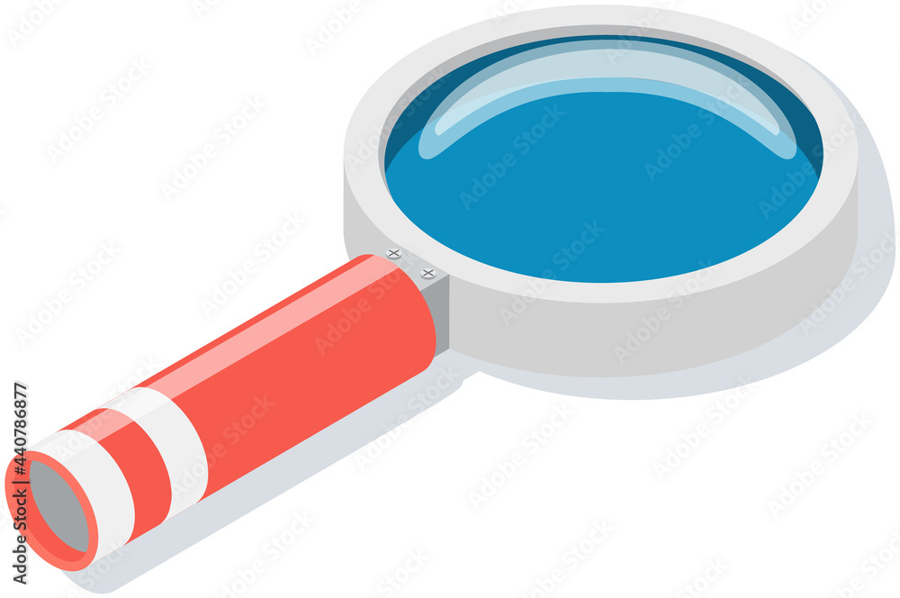 Poster magnifying glass isolated on white background. optical device designed to visually enlarge images, o