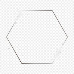 Silver glowing hexagon frame with sparkles