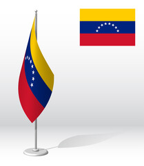 venezuela flag on flagpole for registration of solemn event, meeting foreign guests. National independence day of venezuela. Realistic 3D vector on white