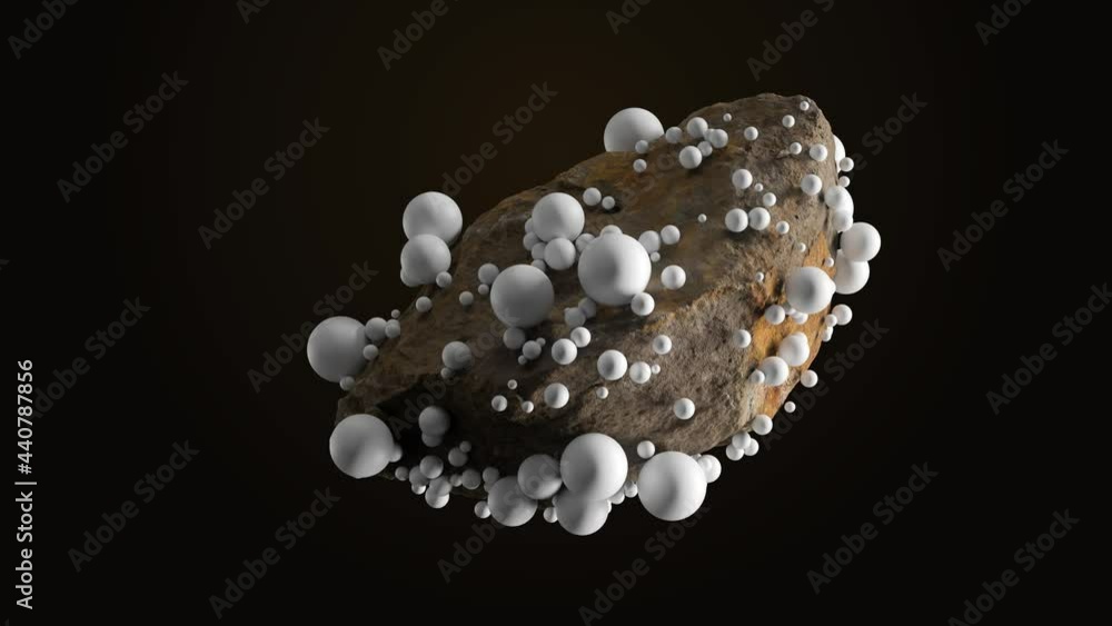 Aufkleber 3d render of detailed rock shape with white balls. abstract background element.