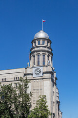 Fototapeta na wymiar Clock tower of the complex of buildings of the Northern Insurance Company on Ilinka