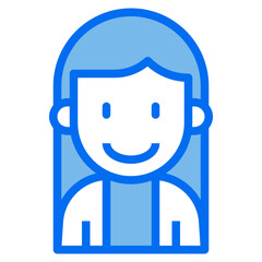 girl blue line icon