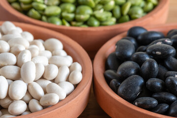 Raw beans or legumes, close up in studio