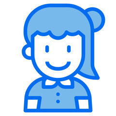 girl blue line icon