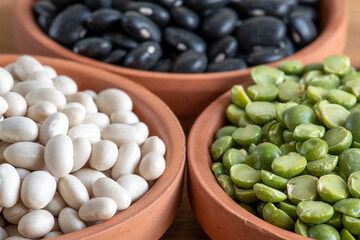 Raw beans or legumes