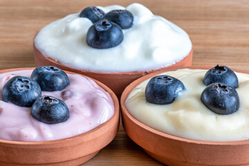Yogurt and blueberries, a concept of healthy eating