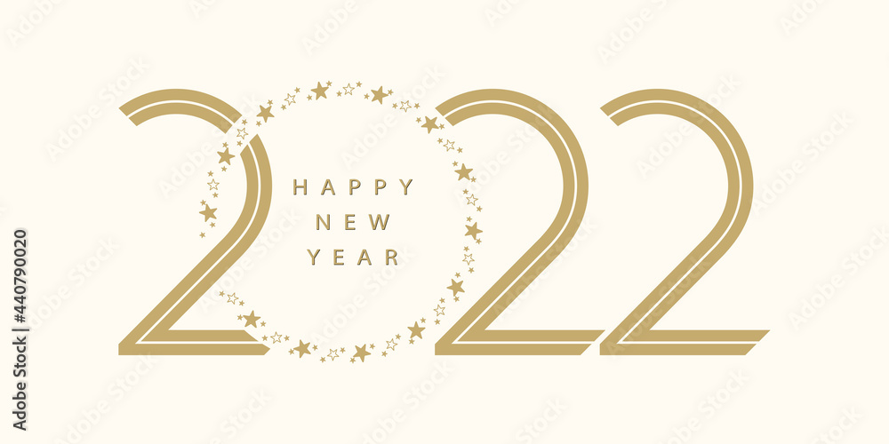 Poster 2022 happy new year. 2022 modern text vector luxury design gold color.