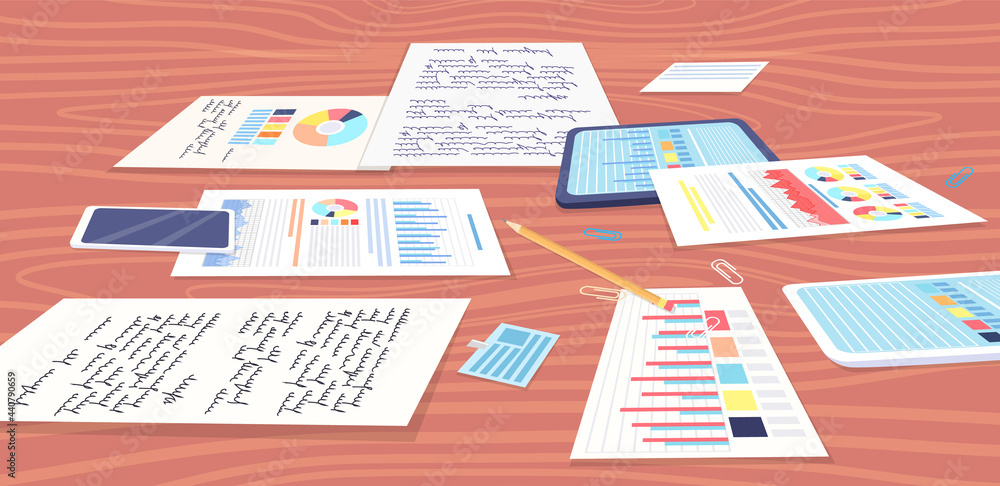 Poster visualize with business analytics. work with statistical data analysis, changing indicators. analyze