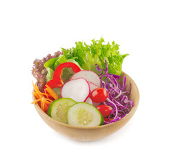 Fresh vegetable salad isolated on white background