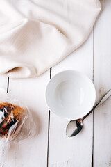 Breakfast set with tea close-up