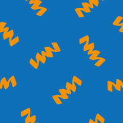 Vector Orange zigzags on blue background, complimentary colour scheme. Perfect for fashion, textiles, accessories, digital paper, social media posts, web design. 