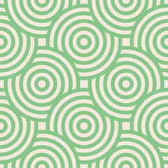 Green rounded vintage geometric vector seamless pattern