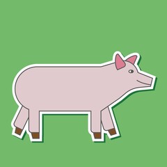 Pig, paper cut style, outlined.