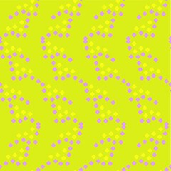 Geometric abstract seamless pattern square yellow violet on light green art design stock vector illustration for web, for print, for wallpaper