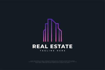 Fototapeta premium Modern Colorful Real Estate Logo Design with Linear Concept. Construction, Architecture or Building Logo Design