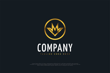 Abstract Initial Letter M and V in Golden Gradient. MV Logo Design Template. Can be used for Business, Finance or Technology Logos